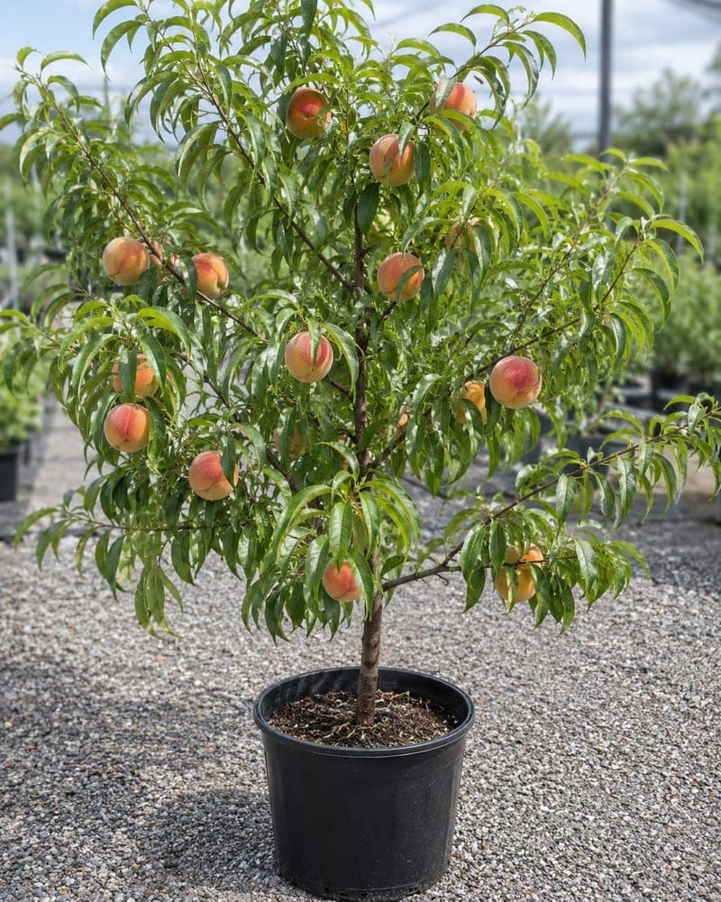 Belle of Georgia Peach for sale in 7 Gallon pot at BB Blossoms