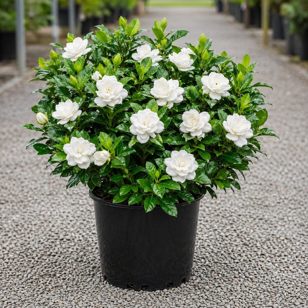 August Beauty Gardenia for sale in 3 Gallon pot at BB Blossoms