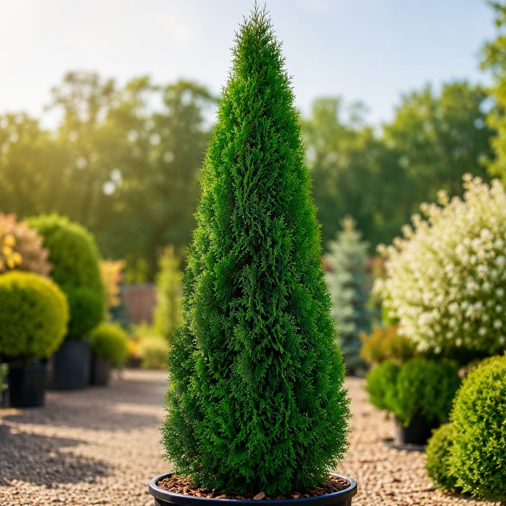 Emerald Green Arborvitae for sale in 5 Gallon pot at BB Blossoms