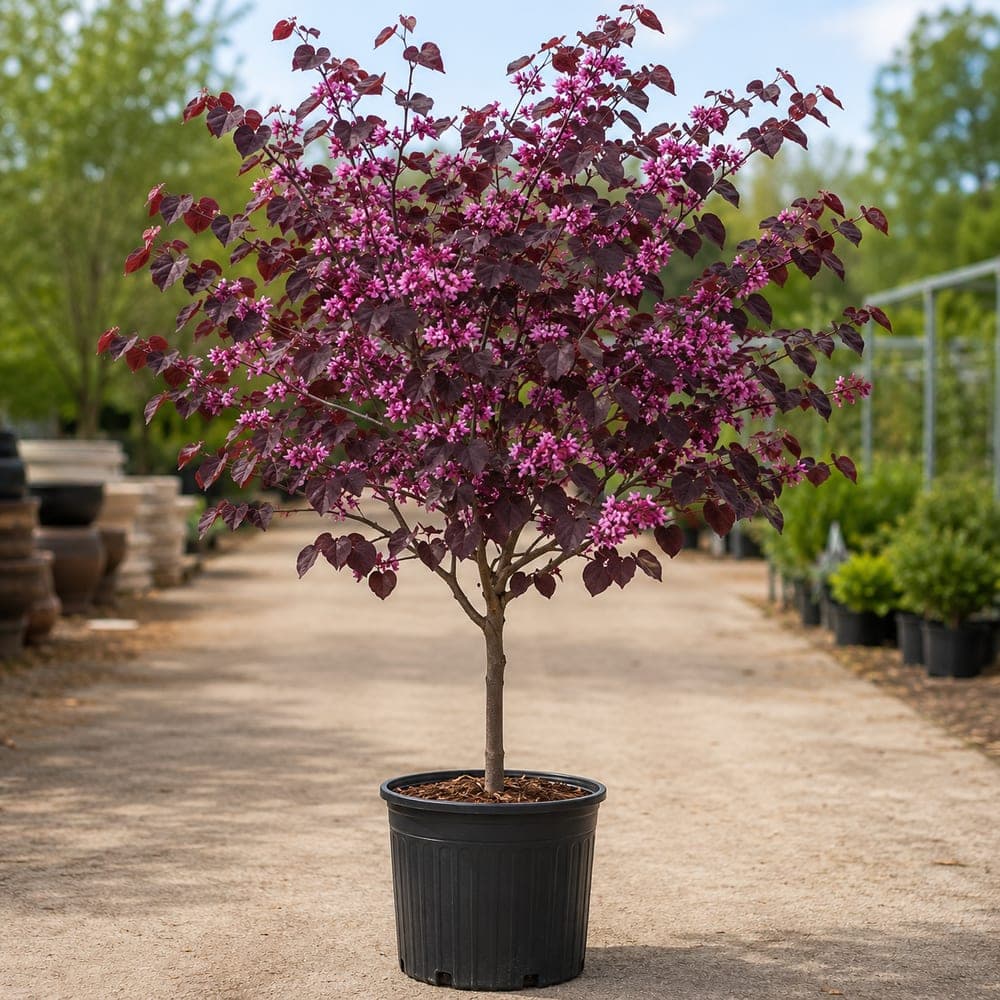 Forest Pansy Redbud for sale in 7 Gallon pot at BB Blossoms